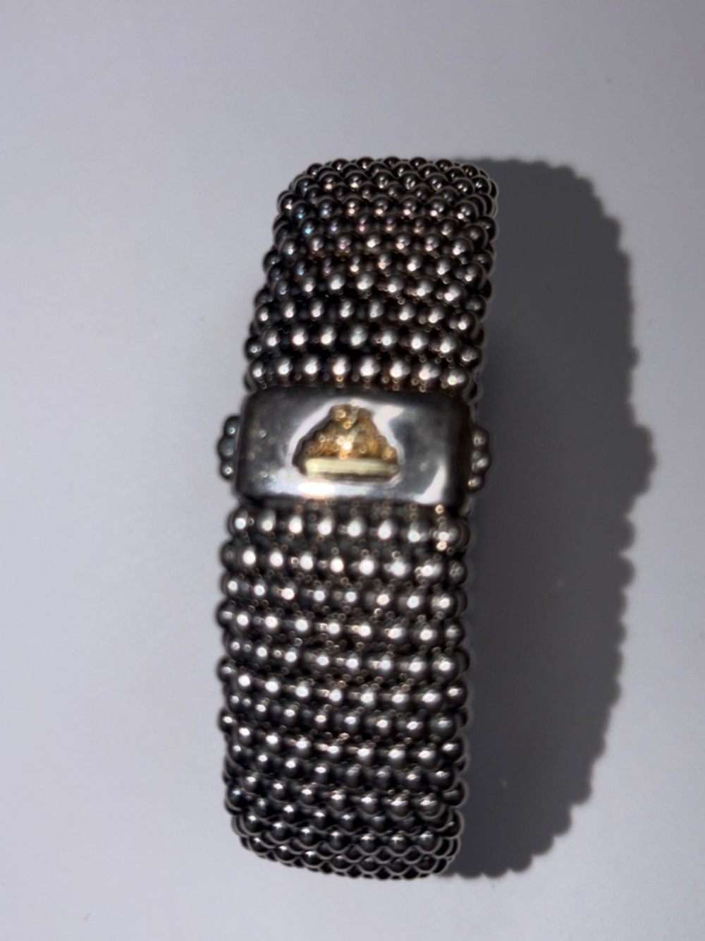 Lagos caviar  Silver Beaded Bracelet with Gold Accent on clasp